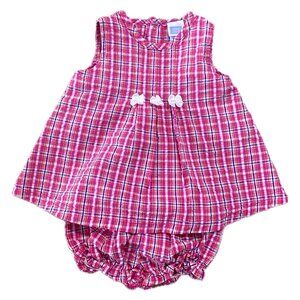 Vintage plaid seersucker swing top and bloomer set size 3 months